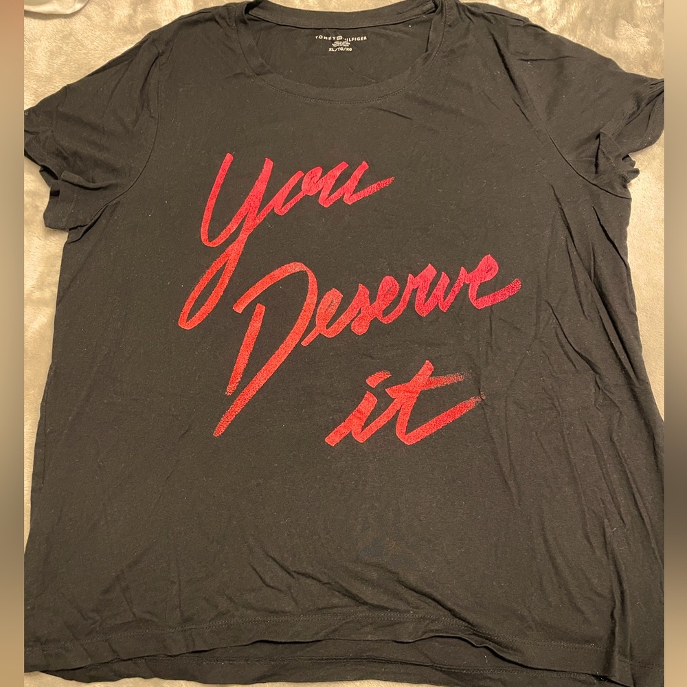 Tommy Hilfiger Black and Red T-shirt XL